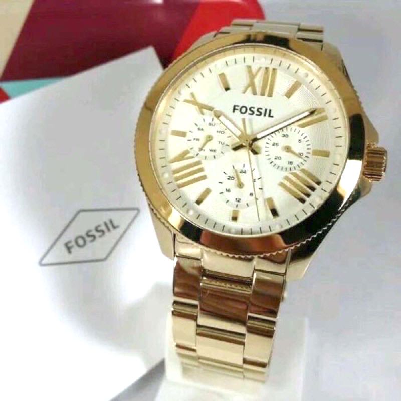 100% Fossil Watch Gold Cecile Am4510 