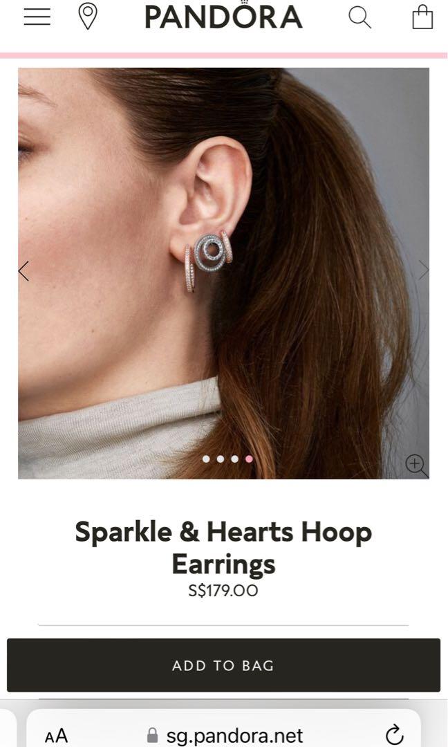 Pandora Sparkle \u0026 Hearts Hoop Earrings 