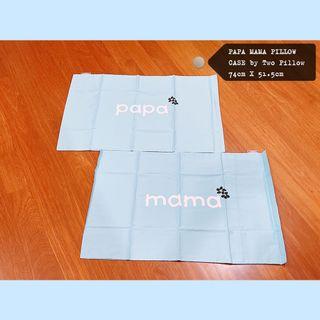 Papa Mama Pillow Case | Twin Set| Baby Blue