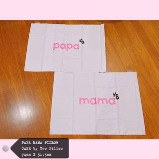 Papa Mama Pillow Case | Twin Set | Sweet Pink