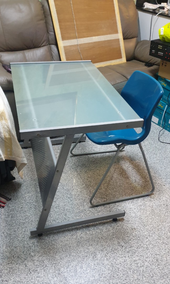 Rare Ikea glass study table and chair, Furniture & Home Living