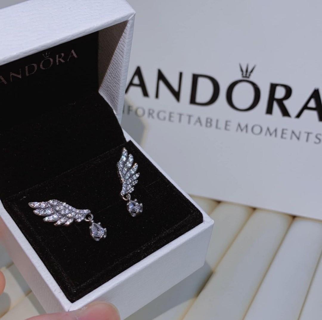 SALE PANDORA AUTHENTIC DANGLING ANGEL WING STUD EARRINGS