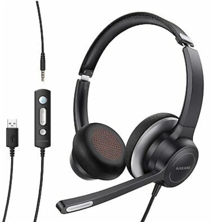 Soulsens Bluetooth 5.0 Kopfhörer Wireless Headset Büro Handy Headphone Mikrofon 