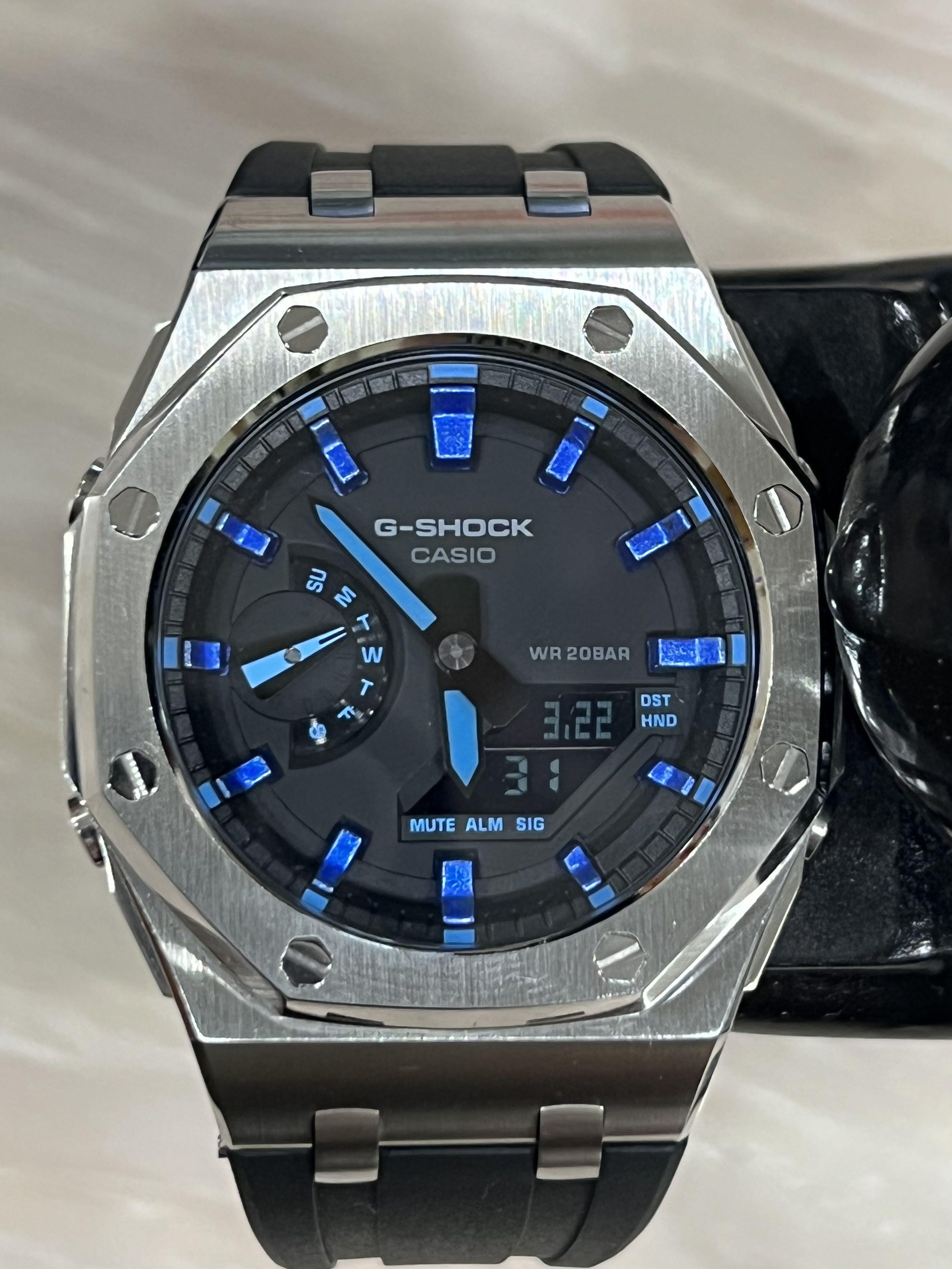 Special blue neon metallic blue marker mod gshock ga2100 ga2110