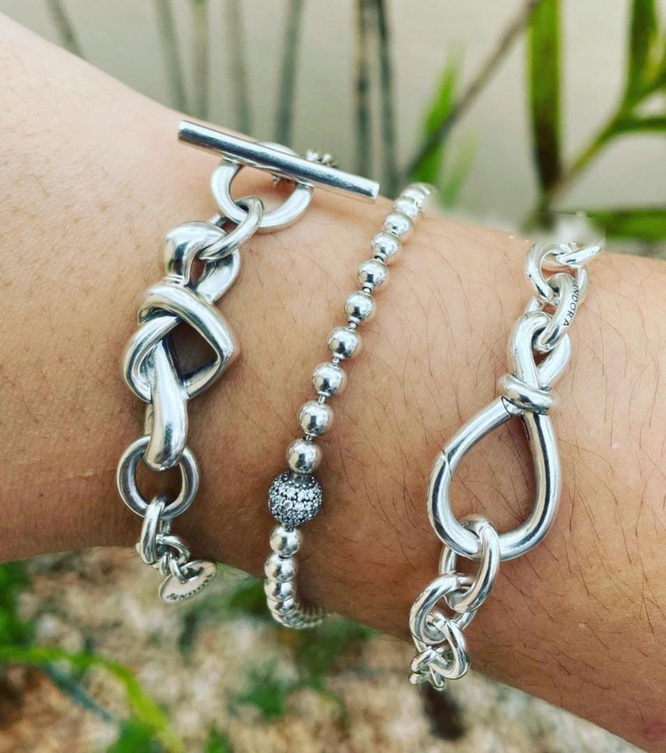 SUPER SALE AUTHENTIC PANDORA HEART T BAR KNOTTED BRACELET 2500 BEADED PAVE 2200 INFINITY KNOTTED BRACELET 2400 Women s Fashion Jewelry Organizers Bracelets on Carousell