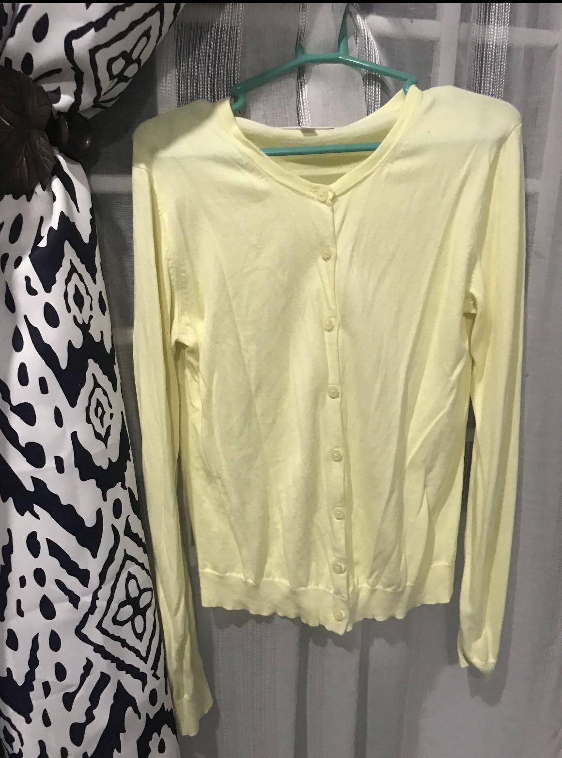 Uniqlo pastel yellow cardigan Women s Fashion Tops on Carousell