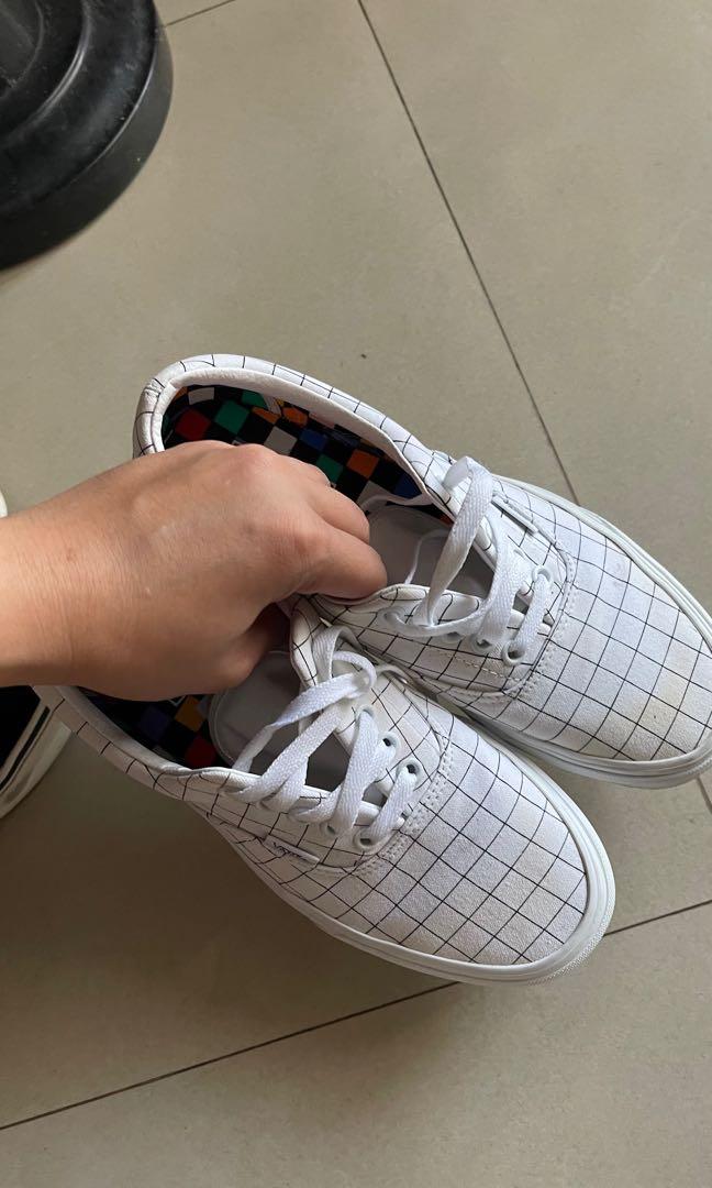 White online checkered shoes