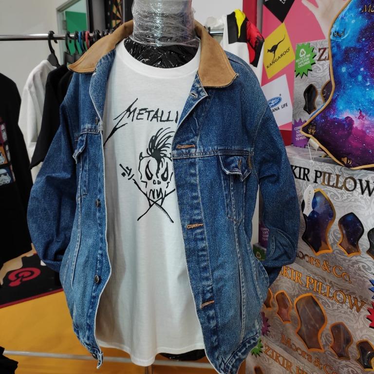 Vintage Rare Timberland Trucker Denim Jacket with Genuine Leather Collar