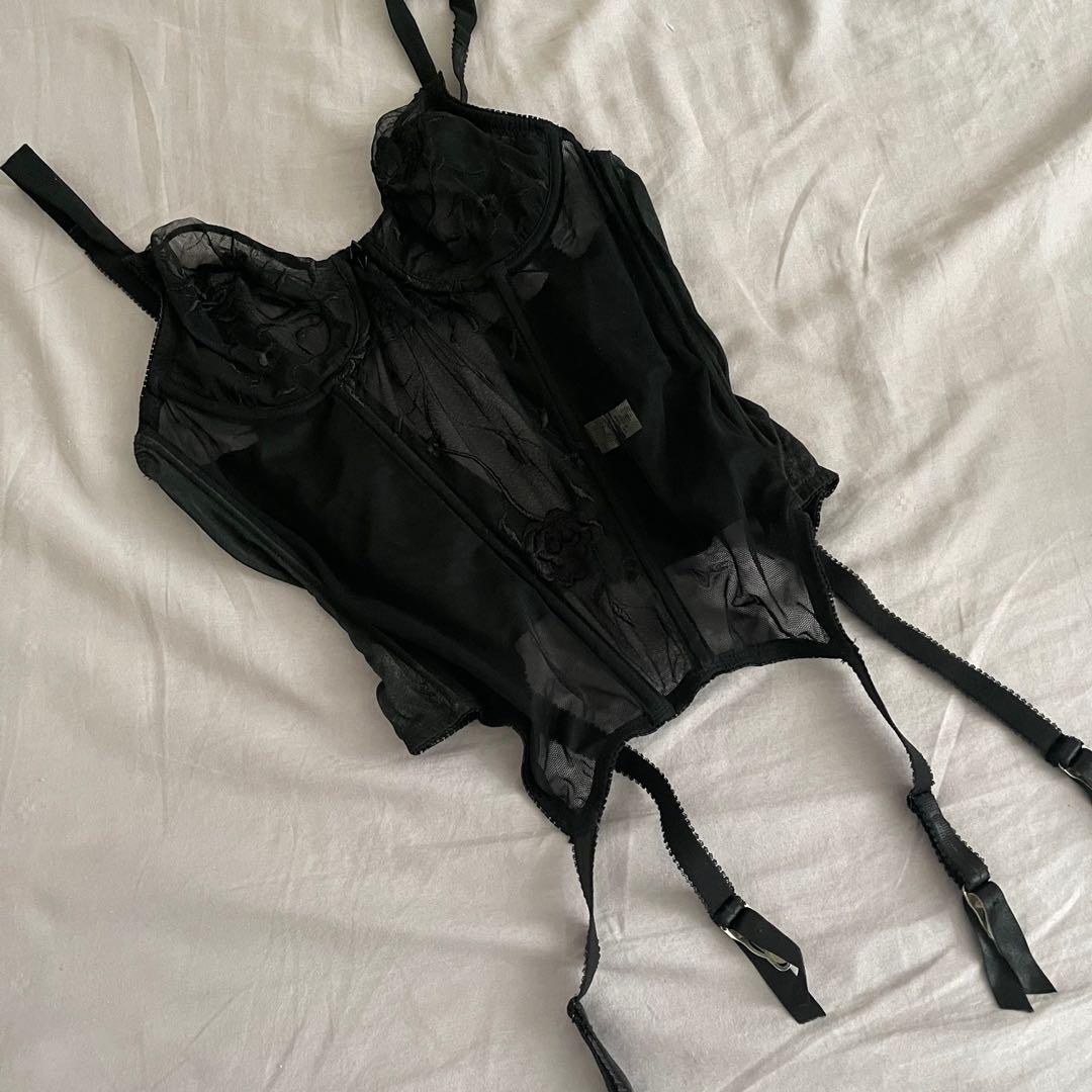 Vintage Victoria Secret Black Bustier - 34C