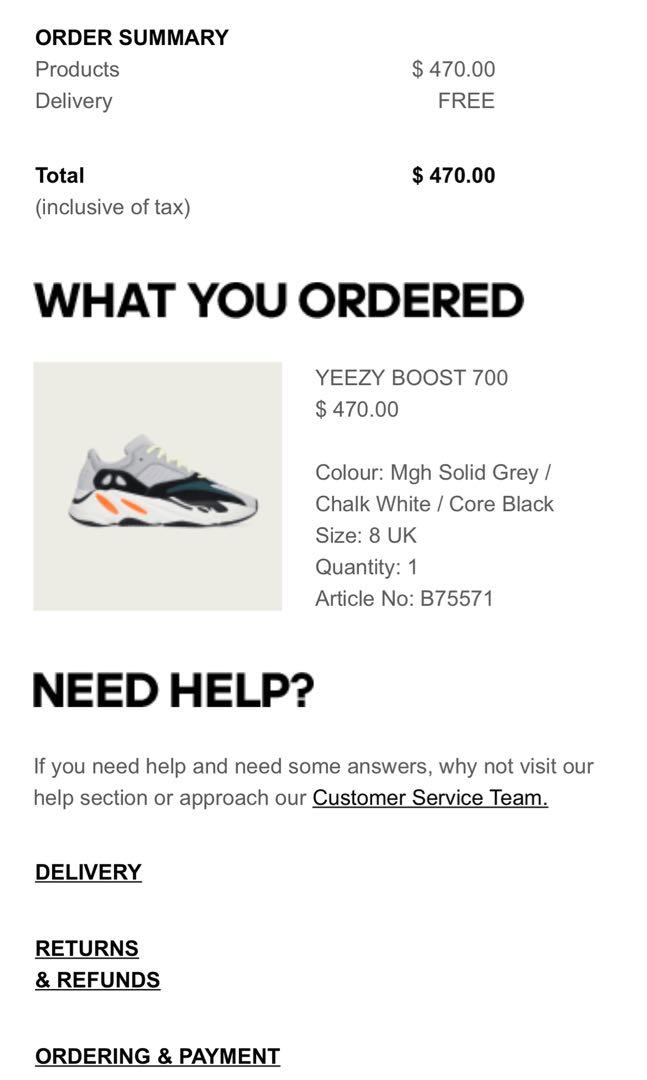 Yeezy 700 receipt sales