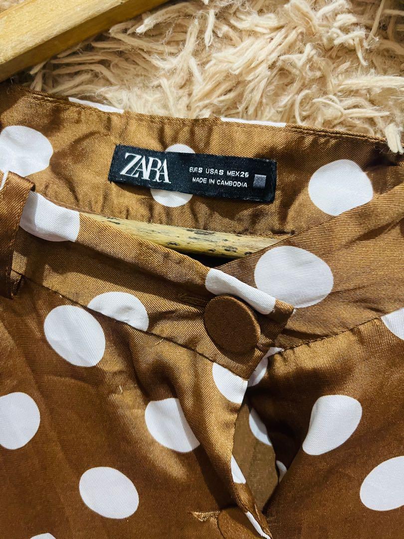 Zara Skirt (Category: Skirts) located in Taguig. Submitted by rlg.declutterph (Listing ID 1150415610, Image 2). Description: Brown silk polka Worth the price Bought for 3,500 Used once Size small 26 Super rare as in 😊 Rfs: decluttering NO WWP .