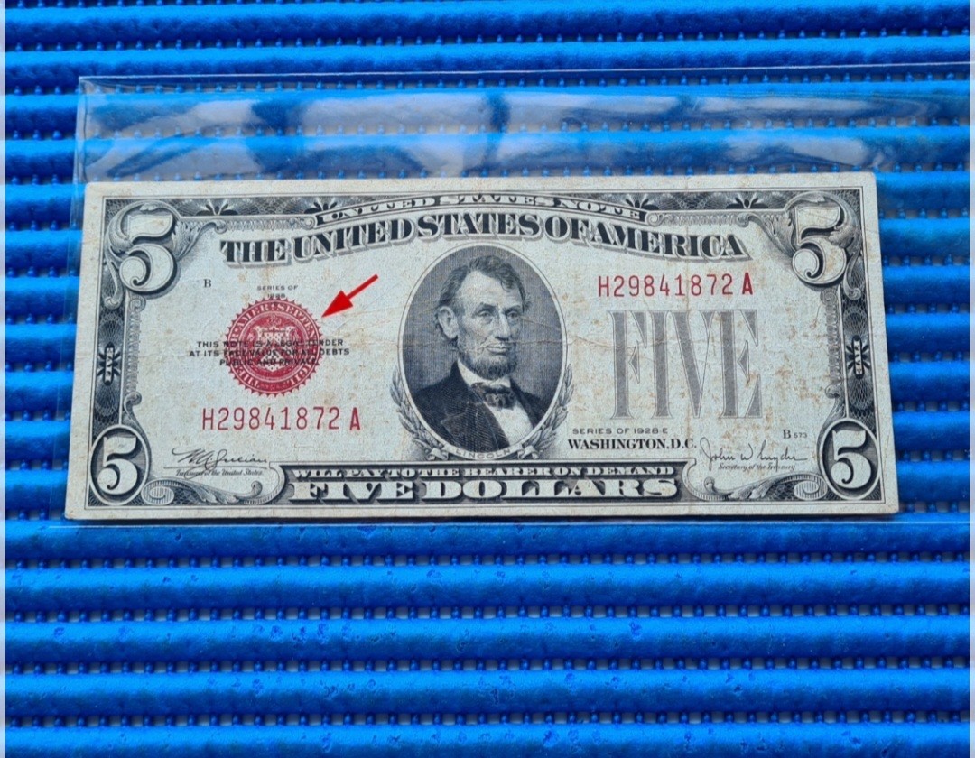 2 9 8 4 1 8 7 2 United States 1928 E $5 Note H 29841872 A ...
