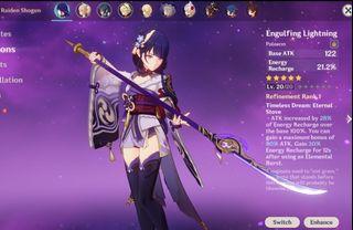 3x5*! raiden shogun + engulfing lightning, lost prayers of sacred winds Genshin impact starter account.