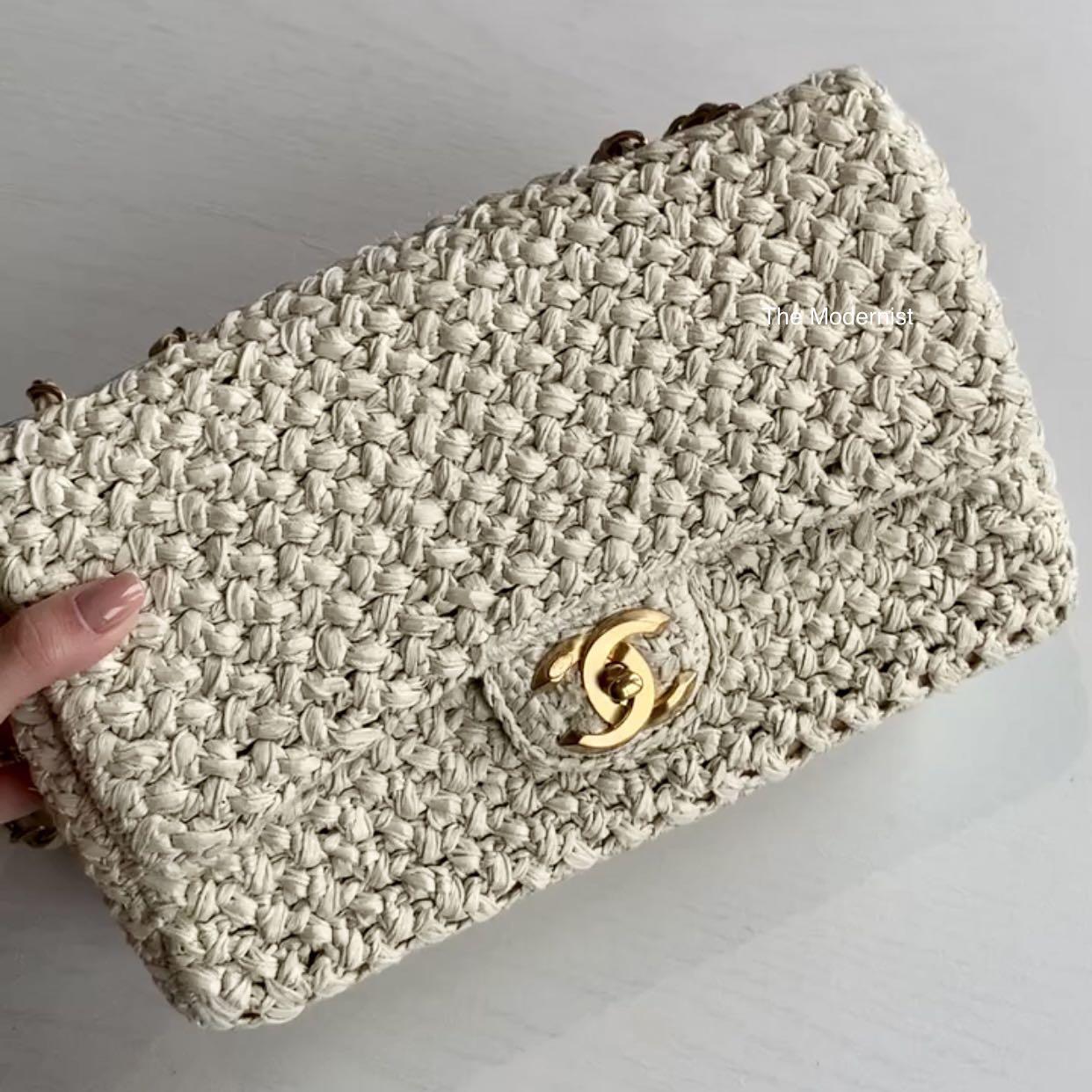 Authentic Chanel Beige Crochet Raffia Straw Flap Bag 2018, Luxury, Bags &  Wallets on Carousell