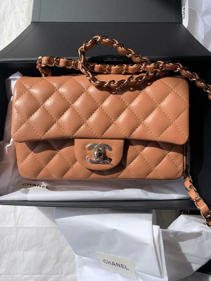 Chanel 22S Mini Rectangular Flap Bag Caramel LGHW (Microchip)
