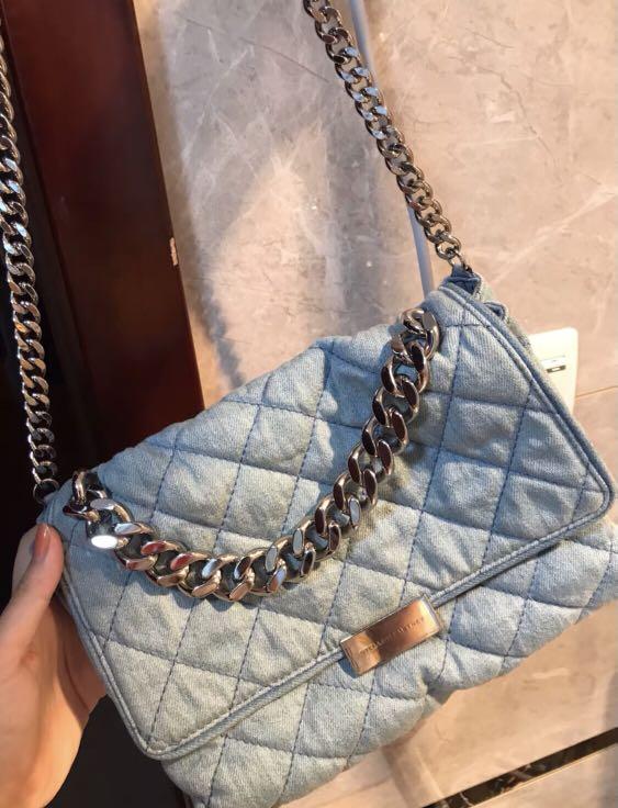 Authentic STELLA MCCARTNEY Denim Quilted Beckett Shoulder Crossbody Bag