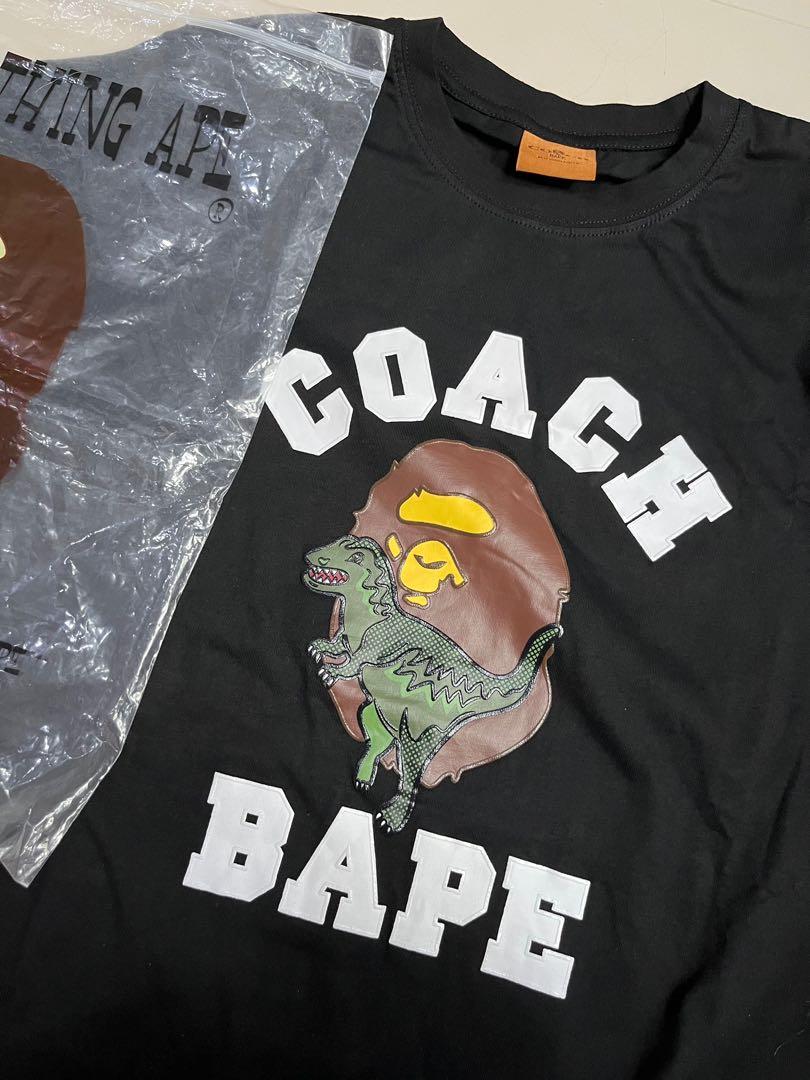 Bape x coach Rexy Tee shirt, Fesyen Pria, Pakaian , Atasan di