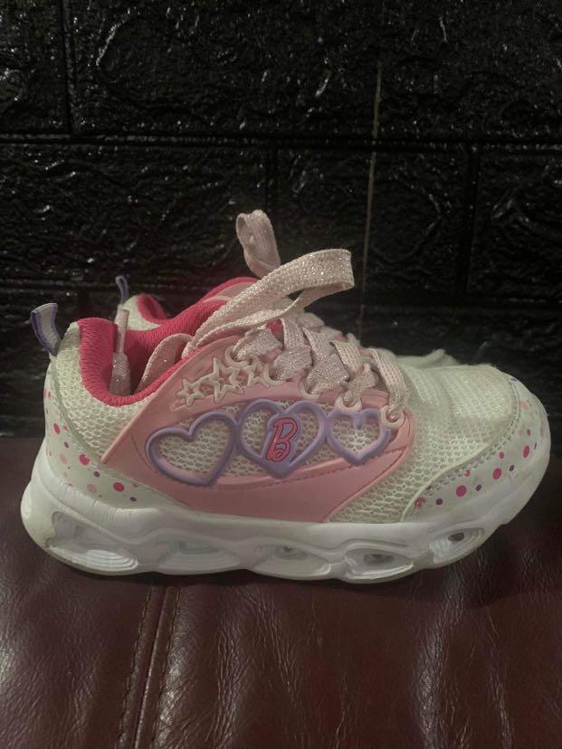 Barbie Rubber Shoes (Category: Babies & Kids Fashion) located in Quezon City. Submitted by __decluttering (Listing ID 1150768479, Image 1). Description: Super good condition, used only 3x. Available in 2 sizes Size 7 & size 9.