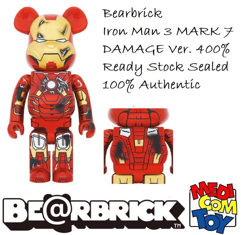 Bearbrick Iron Man 3 MARK 7 VII DAMAGE Ver. 400％, Hobbies & Toys 