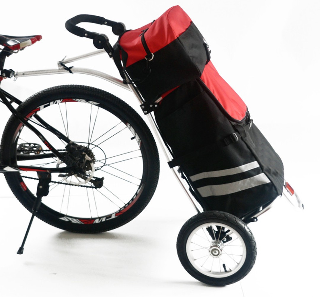 Bicycle trailer grocery trolley pushcart bag delivery parcel 27.5 26 29 24 700c gravel bike trailer Sports Equipment Bicycles Parts Parts Accessories on Carousell