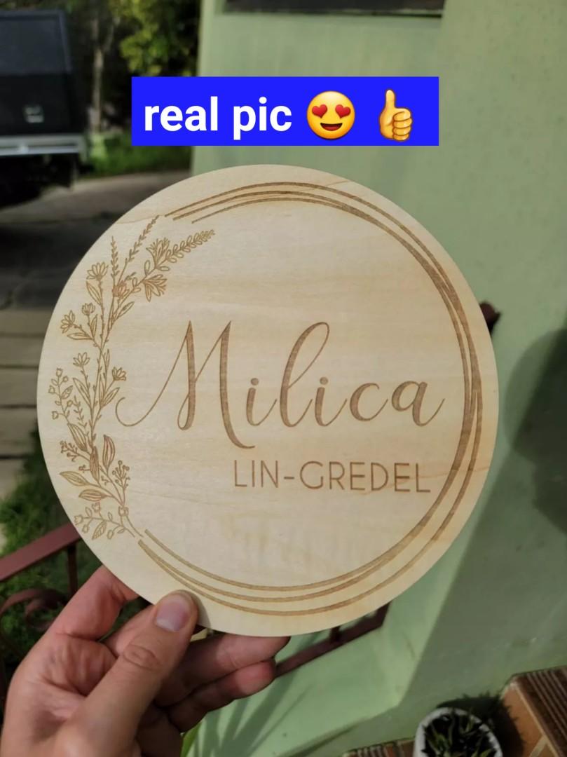 Birth Announcement Sign, Custom engraved woooden baby name Plaque ...