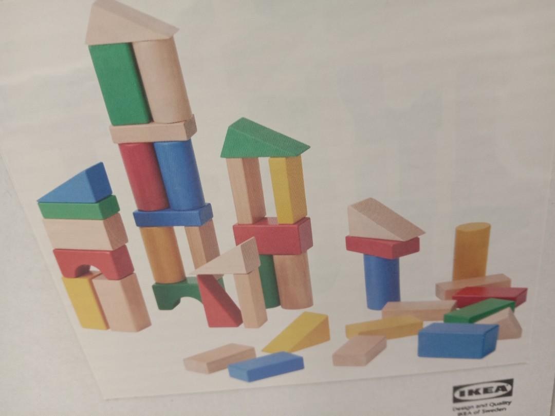 UNDERHÅLLA 40-piece wooden building block set, multicolor - IKEA