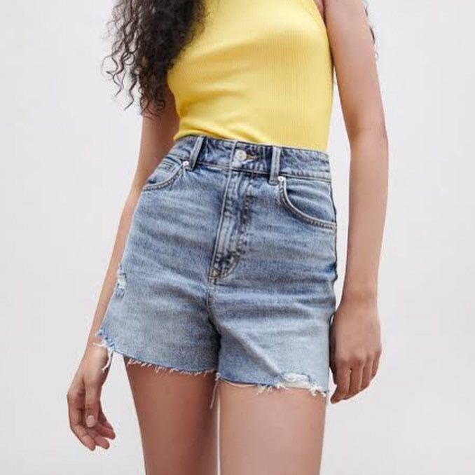 zara seamless denim shorts