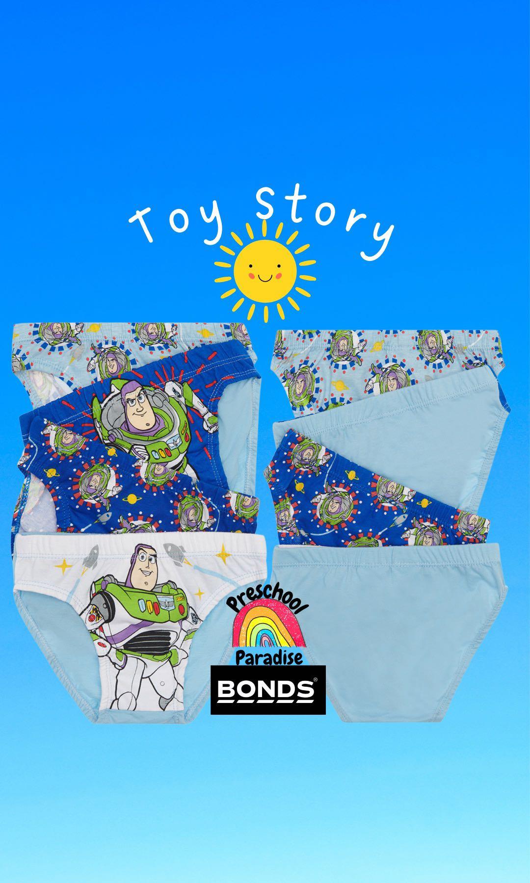 Bonds (Australia) Toy Story boys underwear (4 briefs per pack) - soft  cotton, toilet training, buzz lightyear ready stock, Babies & Kids, Babies  & Kids Fashion on Carousell