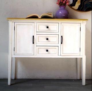 Brown top 110 cm storage console table cupboard