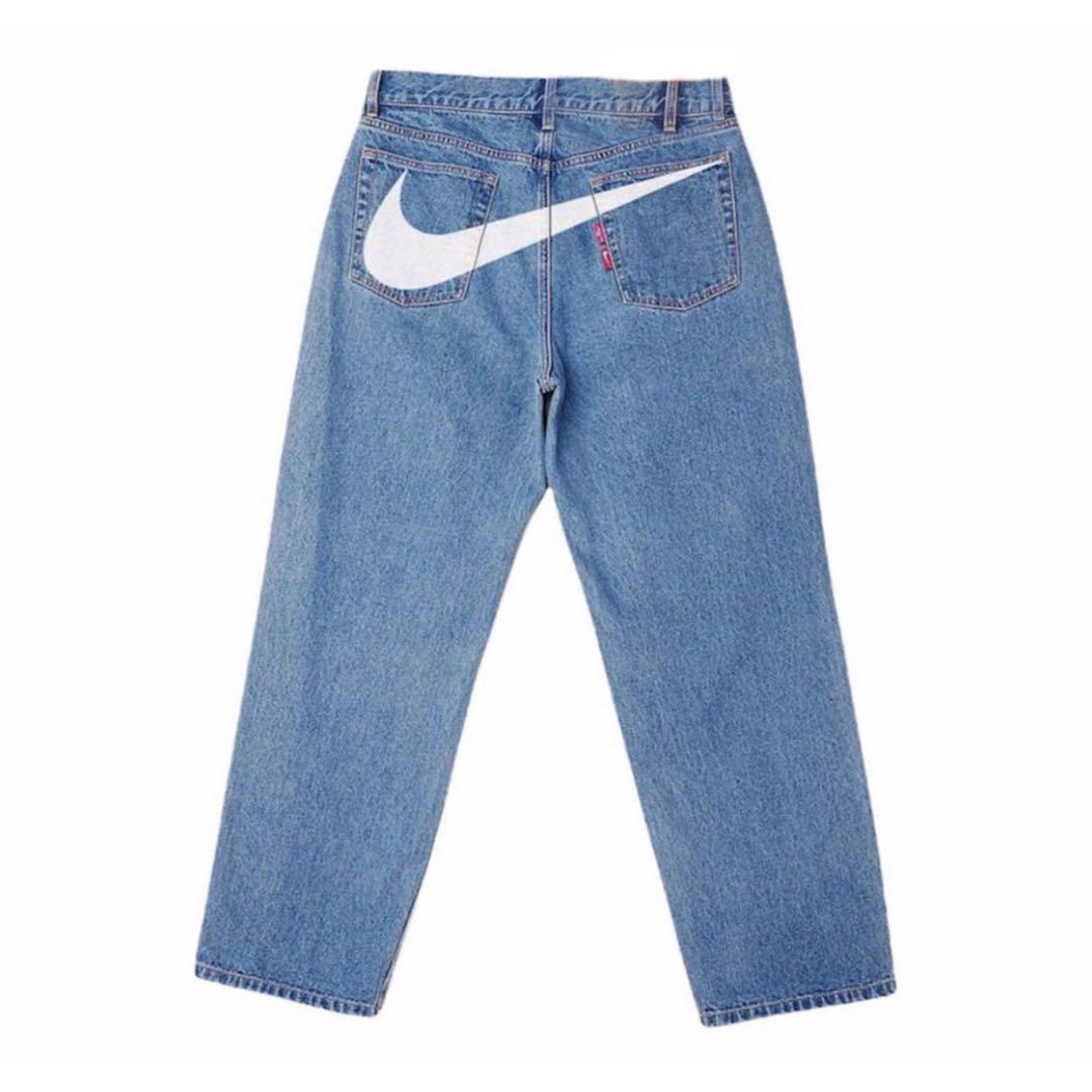 Celana jeans nike custom, Fesyen Pria, Pakaian , Bawahan di Carousell