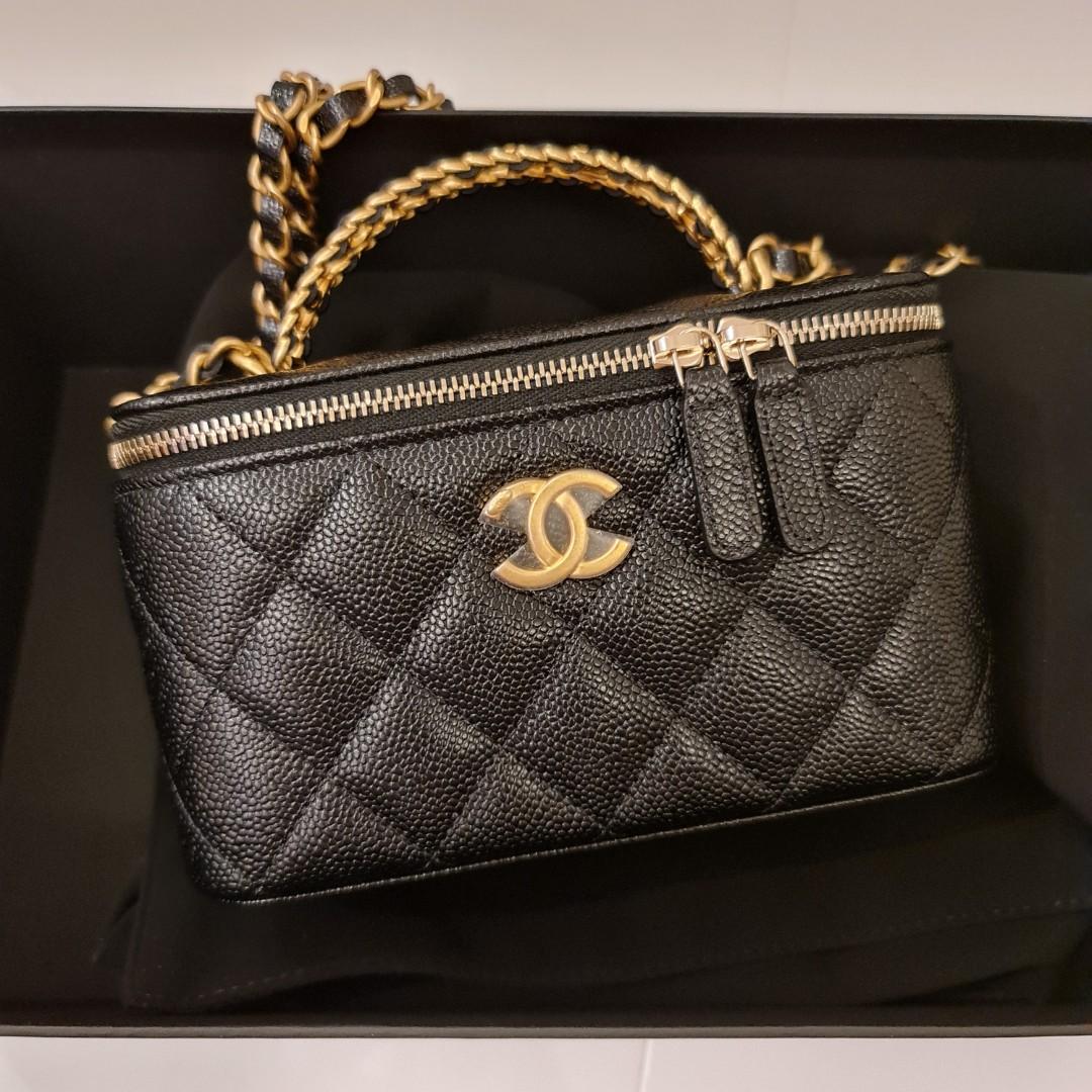 Chanel 22s Black Caviar Vanity with Top Handle, Luxury, Bags