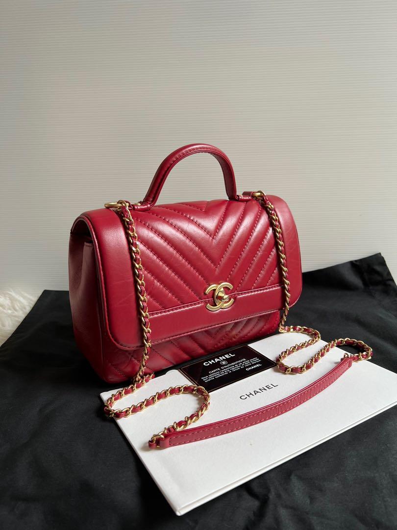 Chanel top handle red calfs # 24, Luxury, Bags & Wallets on Carousell