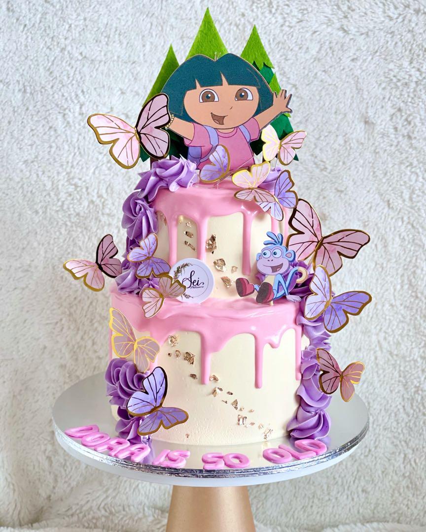 Dora Cake Simple Borderjpg - CakeCentral.com