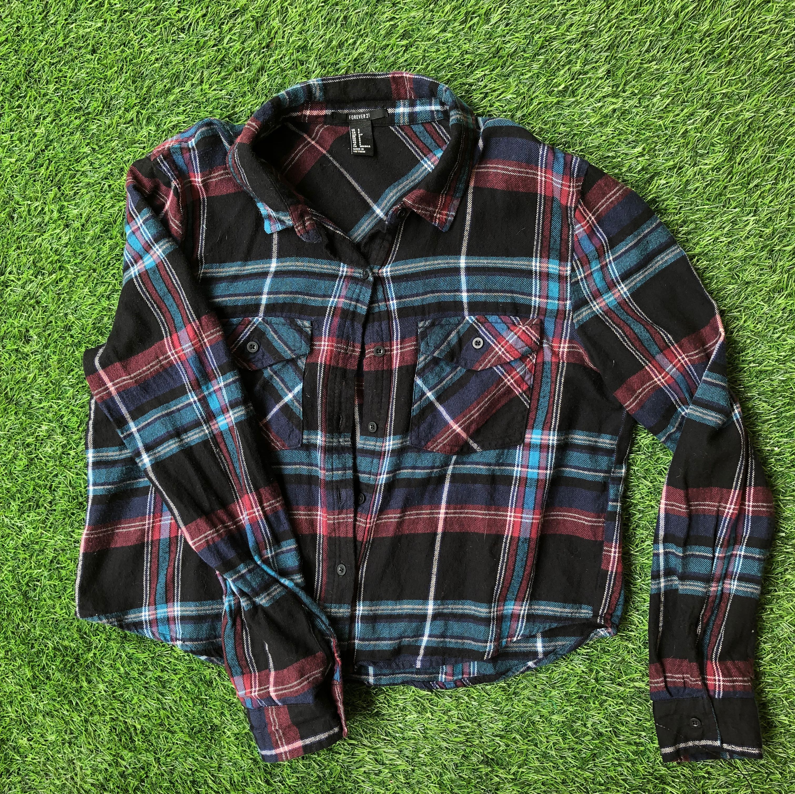 Forever 21 Cropped Flannel, Women's 
