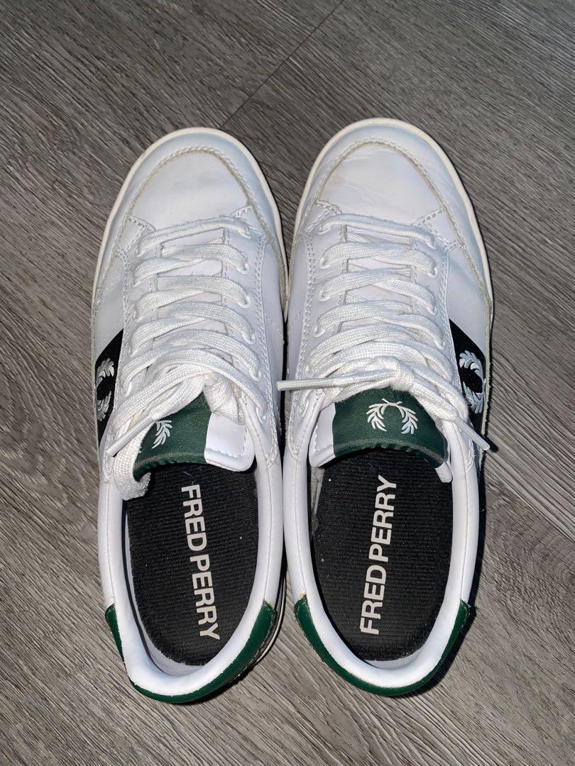 Fred Perry Deuce Leather Sneaker Black White Green Men s