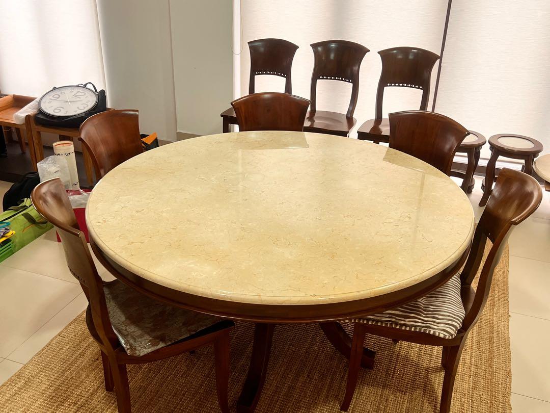 Genuine Italian Marble Top Dining Table Set, Furniture & Home Living