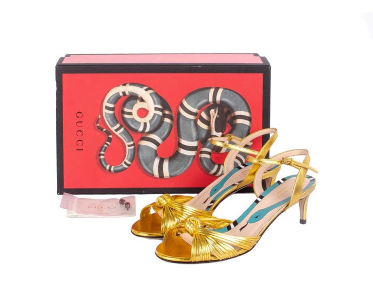Gucci allie knotted sandals deals gold