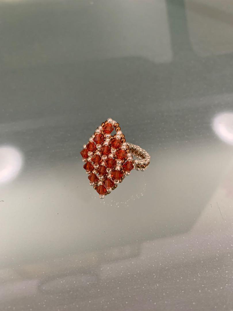 Handmade red crystal ring Women s Fashion Jewelry Organisers