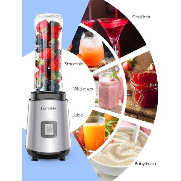 HOMGEEK JUICER CUP Personal Mini Blender Portable Juicer Cup with Travel Lid and 2 Tritan Travel Sport Bottle 600ml 20oz