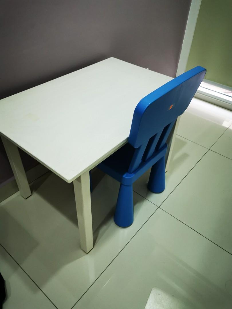 Ikea children wooden table and chair, Home & Furniture, Furniture on