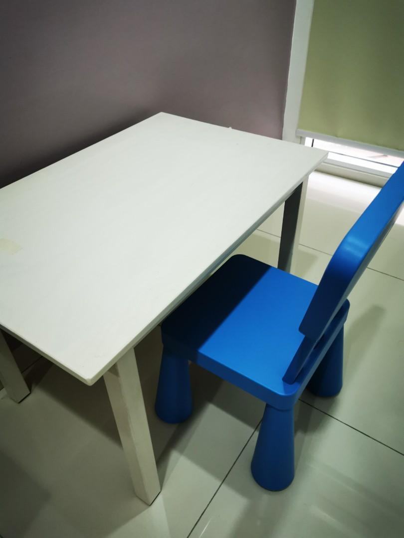 Ikea children wooden table and chair, Home & Furniture, Furniture on