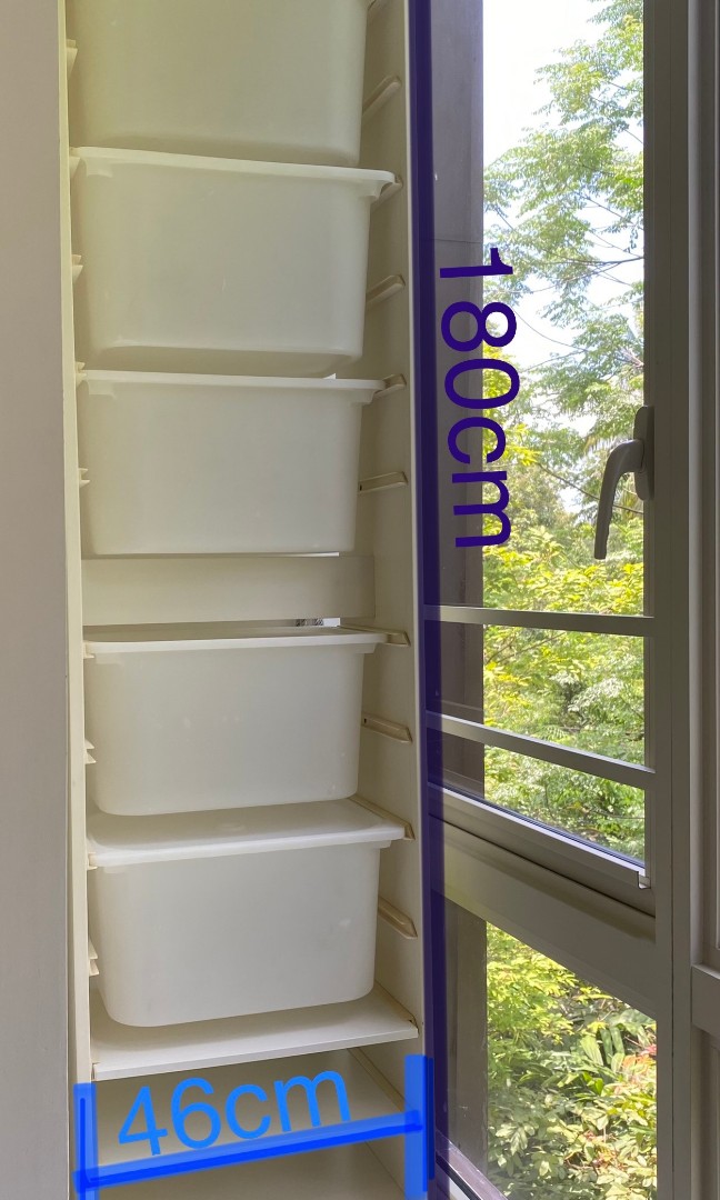 Ikea storage rack + 6 boxes + 6 covers, Furniture & Home Living