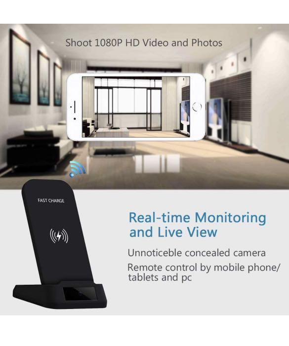 KAPOSEV Spy Camera WiFi Hidden Camera with Wireless Phone Charger