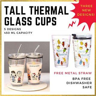 Kids Cute Glass Cup Toxic Free Tall Aesthetic