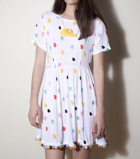 lazy oaf pom pom polka dot dress size s Women s Fashion Dresses