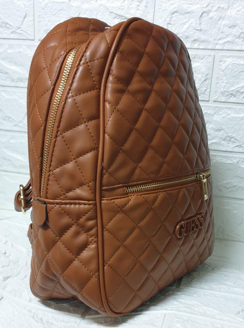LEATHER BACKPACK GUESS BROWN Women s Fashion Bags Wallets