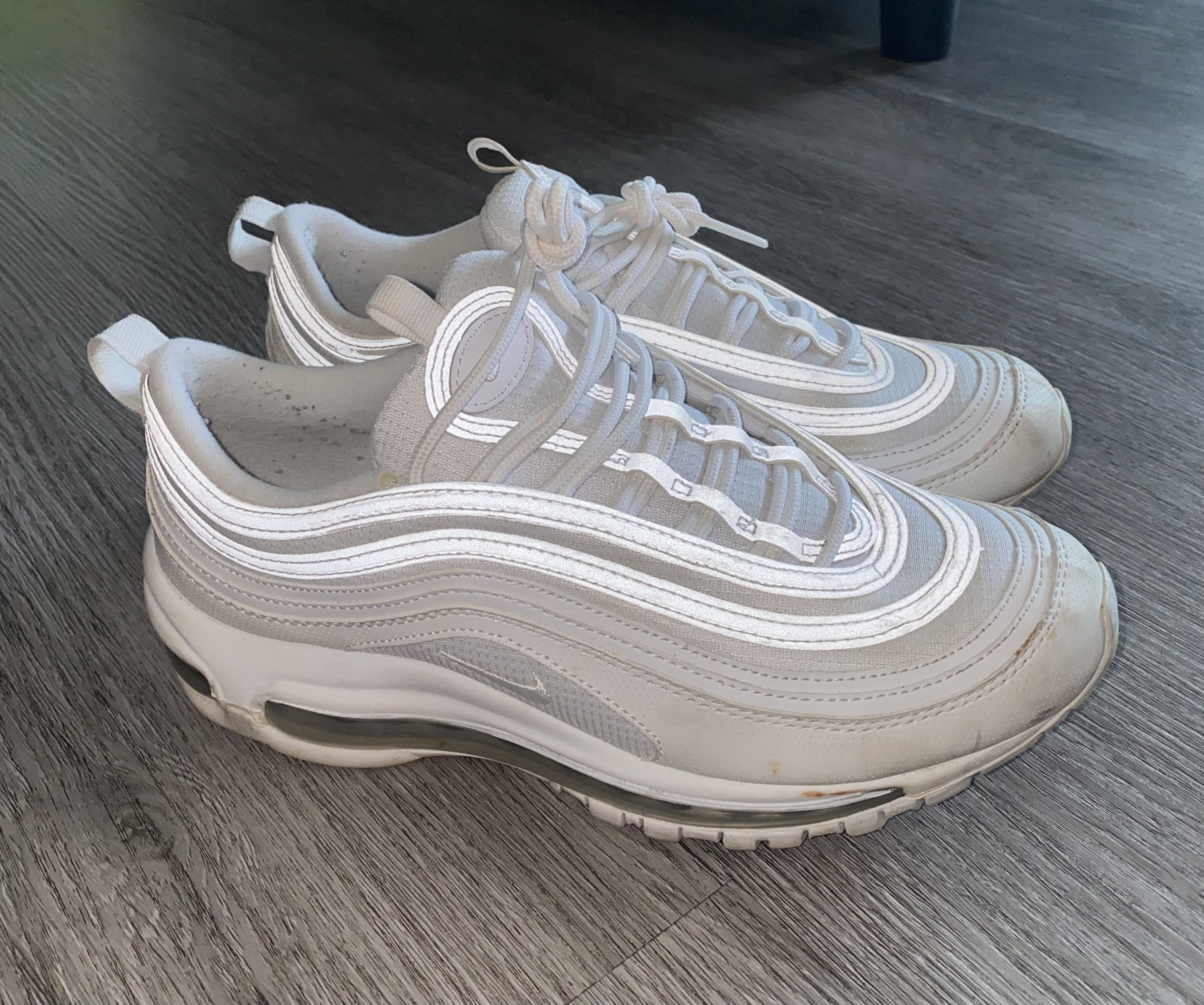 triple white air max 97s