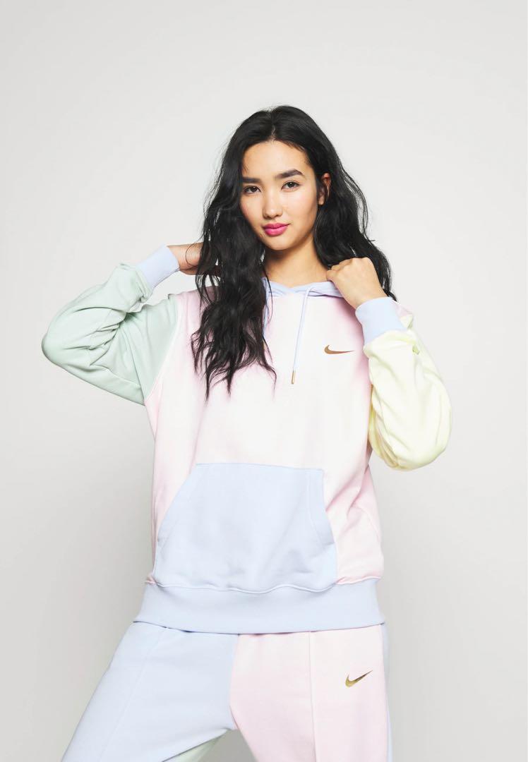 Nike mini metallic swoosh oversized pastel blue hoodi sales