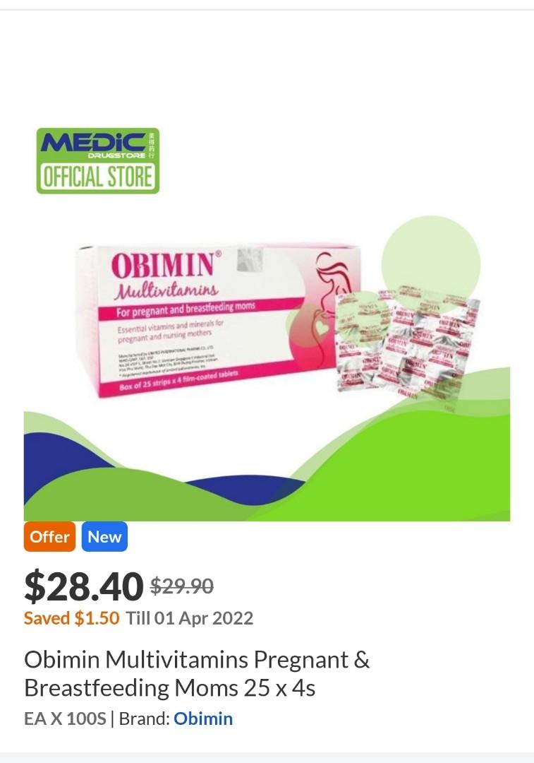 Obimin Multivitamin for pregnant & breastfeeding moms, brand new, 100