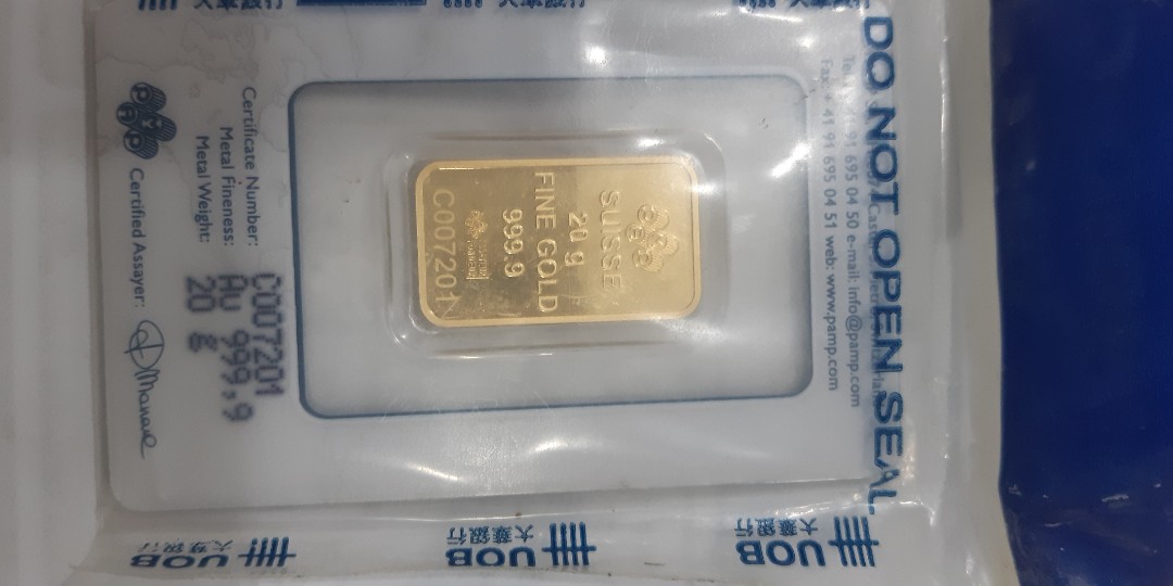 PAMP Gold Bar 20g (UOB packaging), Hobbies & Toys, Memorabilia